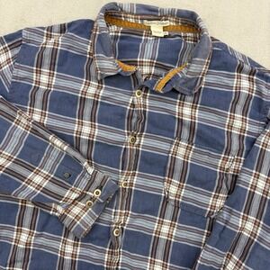 Carbon 2 Cobalt Shirt Mens XL Blue Plaid Flannel Button Up Cotton Front Pocket